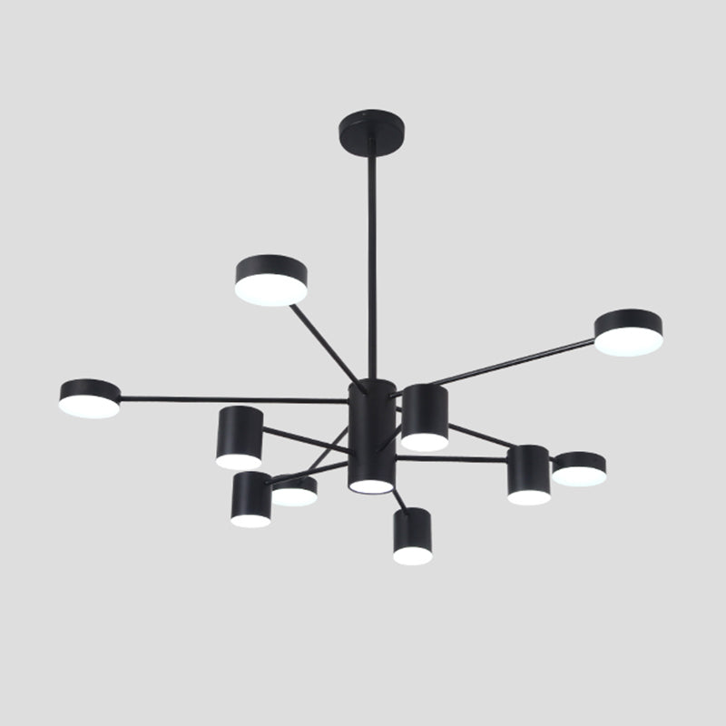 Luces de lámpara de metal de sombra de cilindro accesorios de iluminación de araña modernos en negro