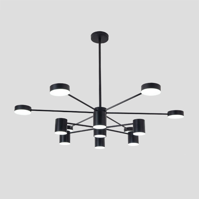 Luces de lámpara de metal de sombra de cilindro accesorios de iluminación de araña modernos en negro