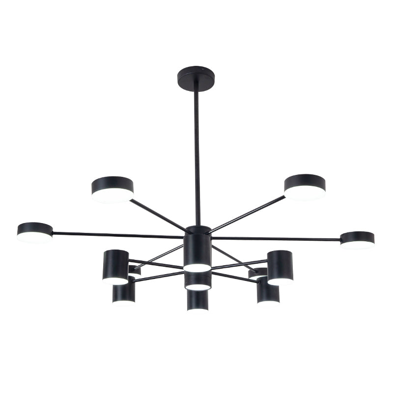 Luces de lámpara de metal de sombra de cilindro accesorios de iluminación de araña modernos en negro