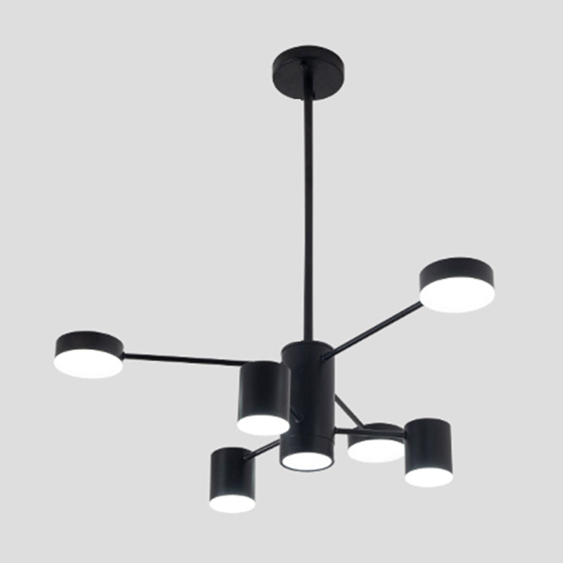 Luces de lámpara de metal de sombra de cilindro accesorios de iluminación de araña modernos en negro