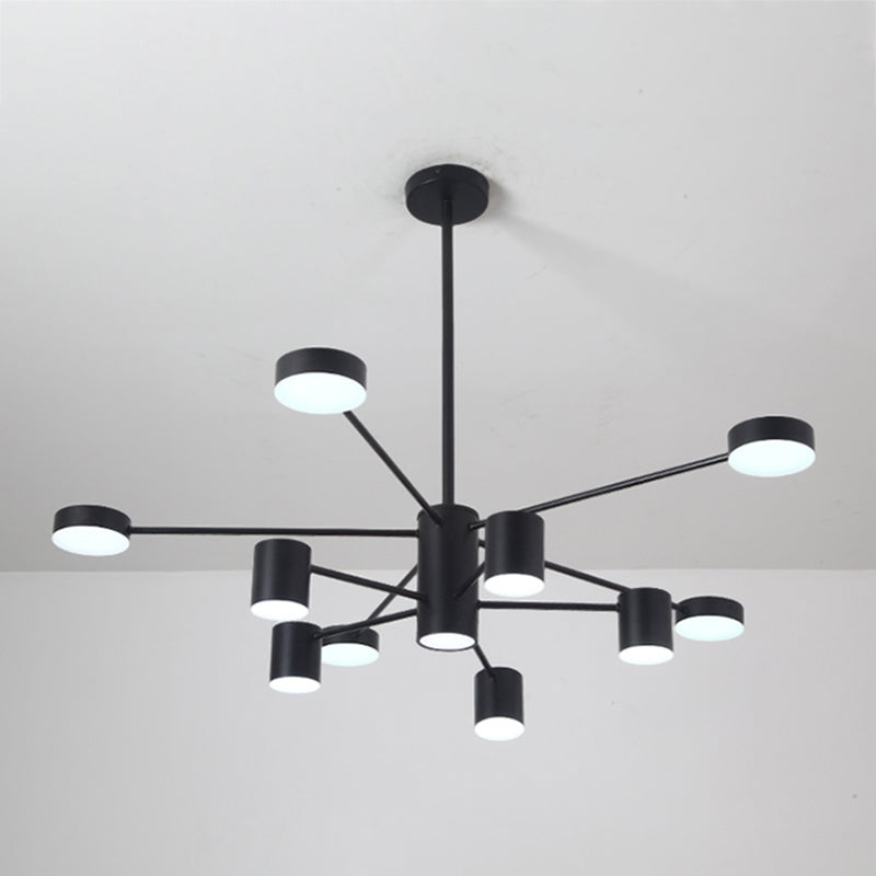 Luces de lámpara de metal de sombra de cilindro accesorios de iluminación de araña modernos en negro