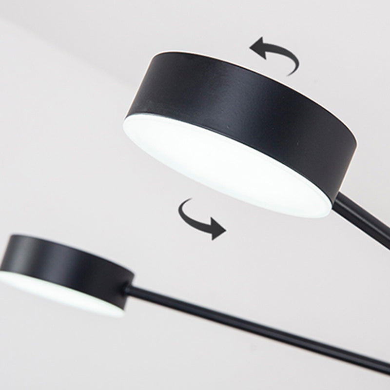 Luces de lámpara de metal de sombra de cilindro accesorios de iluminación de araña modernos en negro