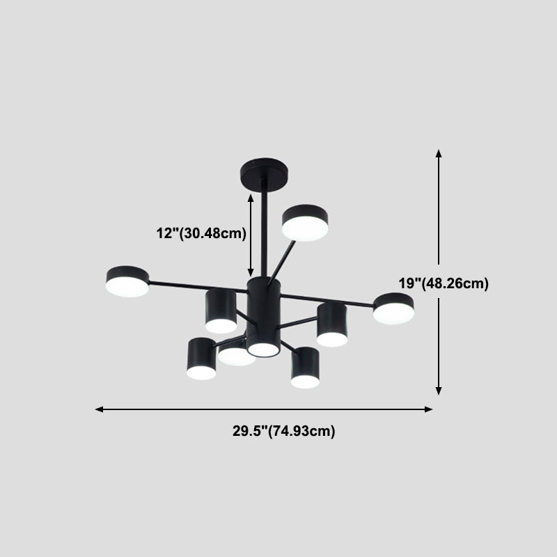 Luces de lámpara de metal de sombra de cilindro accesorios de iluminación de araña modernos en negro