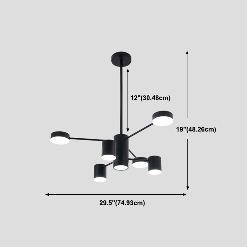 Luces de lámpara de metal de sombra de cilindro accesorios de iluminación de araña modernos en negro