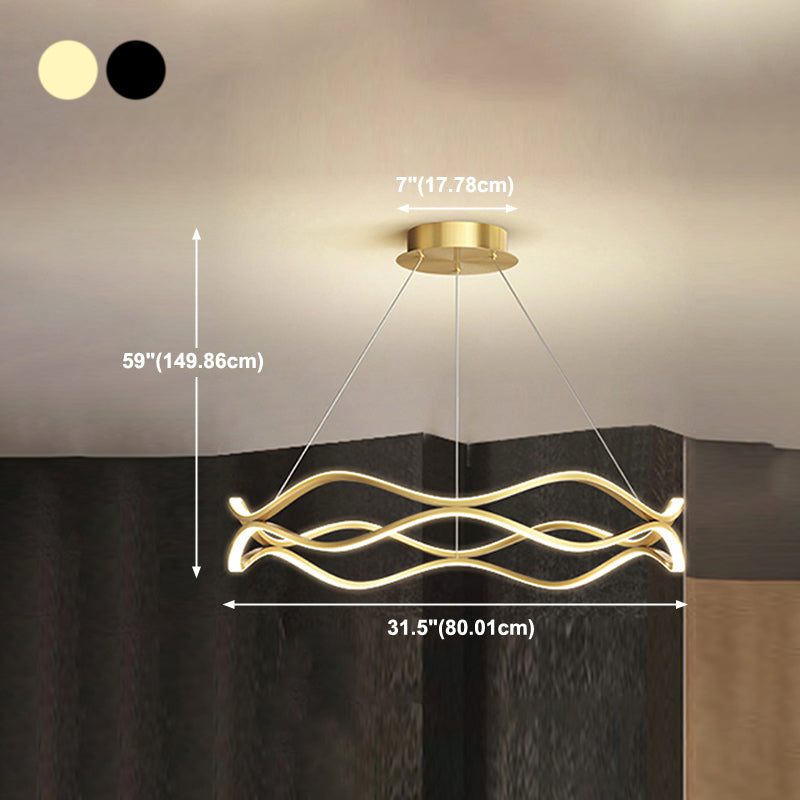 Twisting Shade Metal Chandelier Lights Modern 2- Light Chandelier Lighting Fixtures