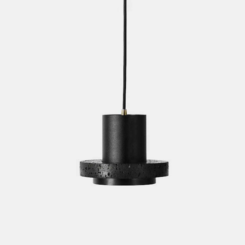 Modern Black Ceiling Pendant Light Rock Circle Down Lighting with 1 Light