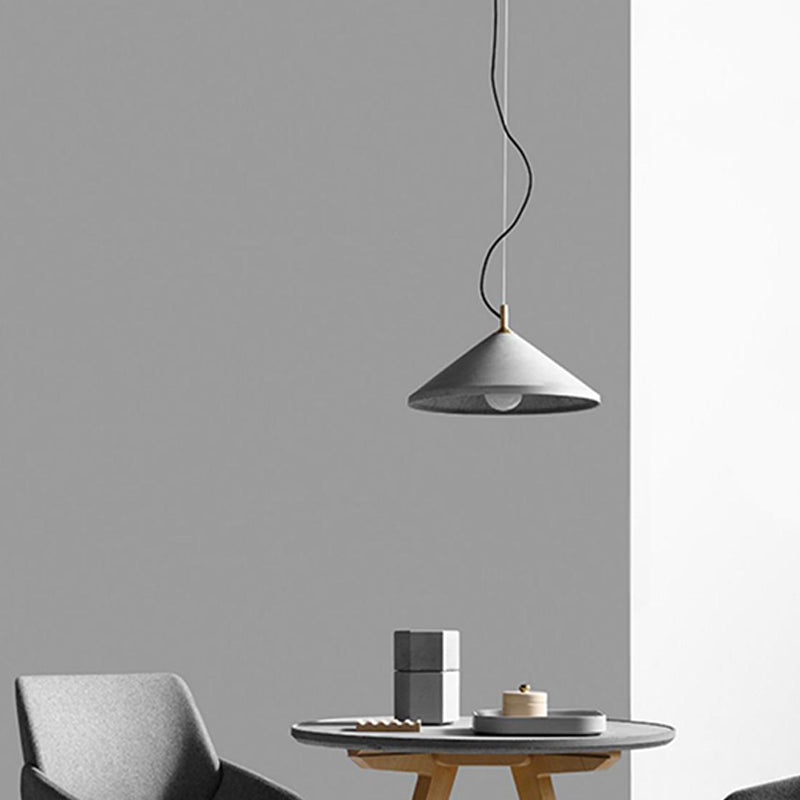 Modern Cone Down Mini Pendant Grey Cement Hanging Ceiling Light with 1 Light