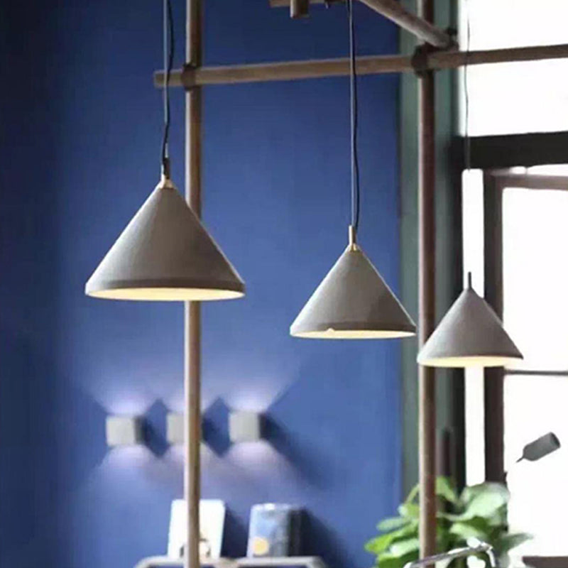 Modern Cone Down Mini Pendant Grey Cement Hanging Ceiling Light with 1 Light