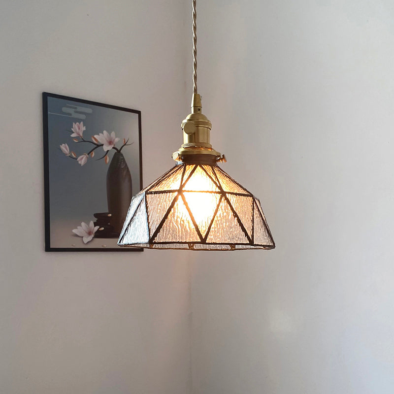 Luce a sospensione di vetro geometrica 1 illuminazione giù per il corridoio