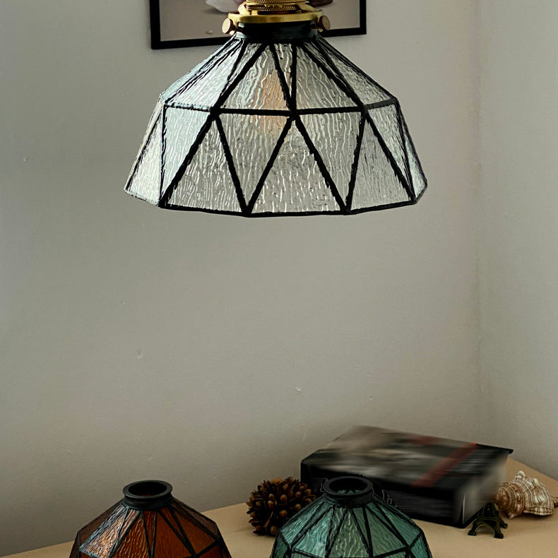 Luce a sospensione di vetro geometrica 1 illuminazione giù per il corridoio