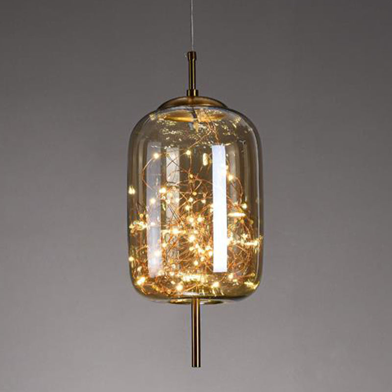 Geometric Shape Glass Hanging Light Modern Style 1 Light Hanging Light Fixtures
