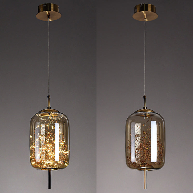 Geometric Shape Glass Hanging Light Modern Style 1 Light Hanging Light Fixtures