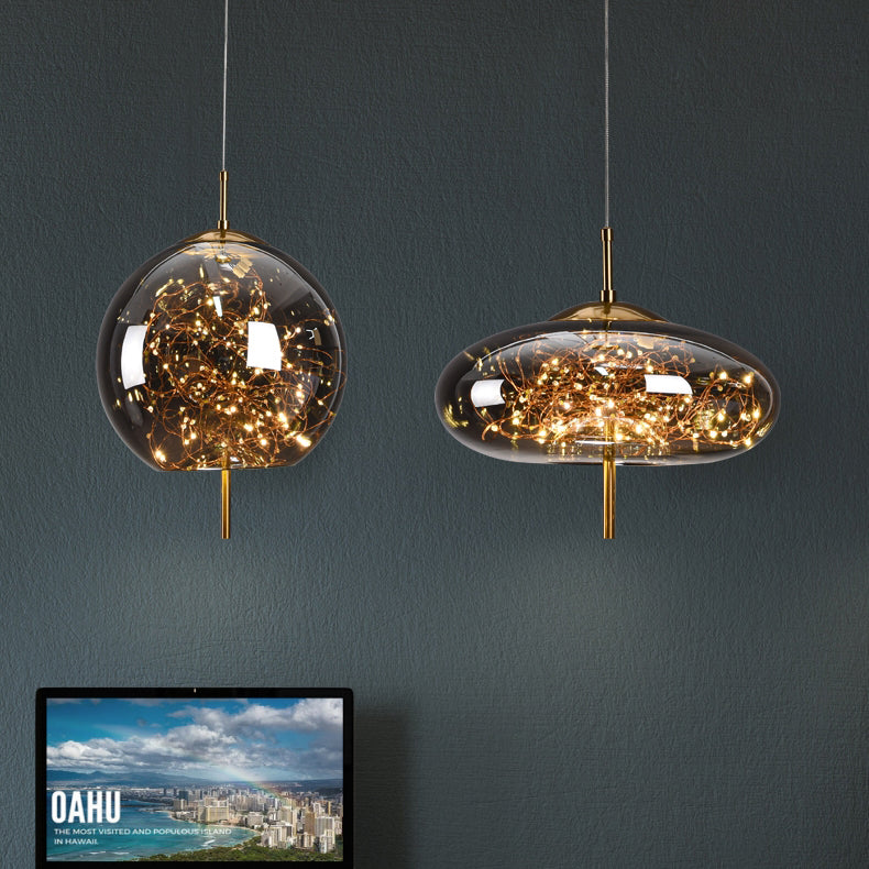 Geometric Shape Glass Hanging Light Modern Style 1 Light Hanging Light Fixtures