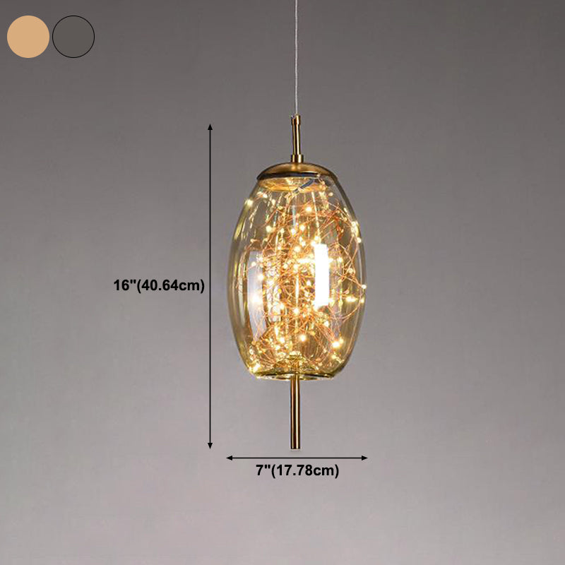 Geometric Shape Glass Hanging Light Modern Style 1 Light Hanging Light Fixtures