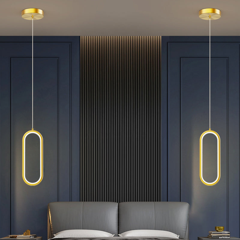 Oval Shape Metal Hanging Light Modern Style 1 Light Hanging Light Fixtures