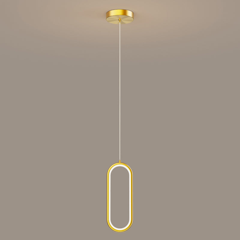 Oval Shape Metal Hanging Light Modern Style 1 Light Hanging Light Fixtures