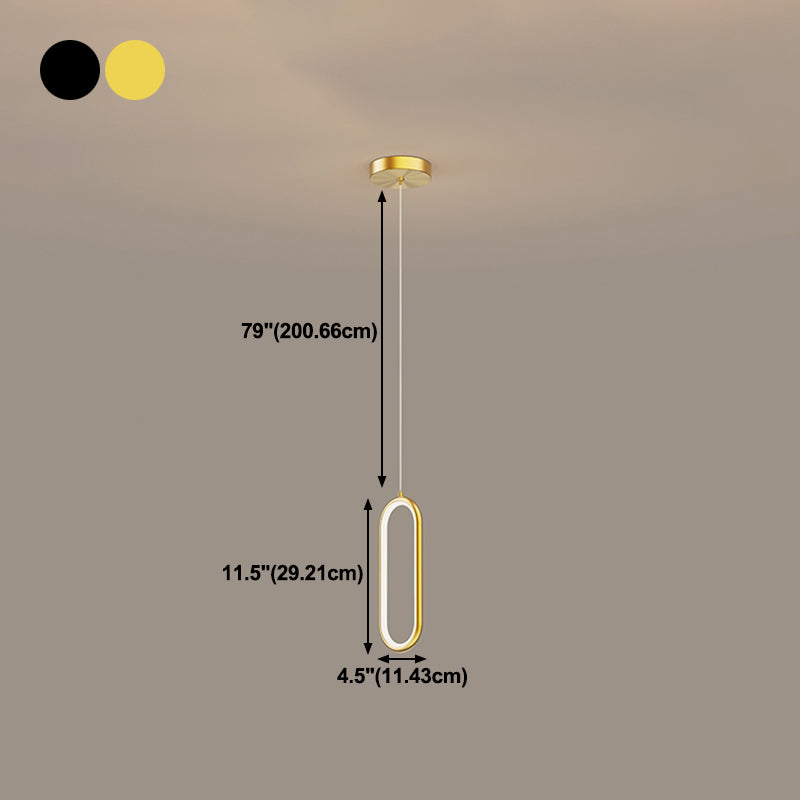 Oval Shape Metal Hanging Light Modern Style 1 Light Hanging Light Fixtures