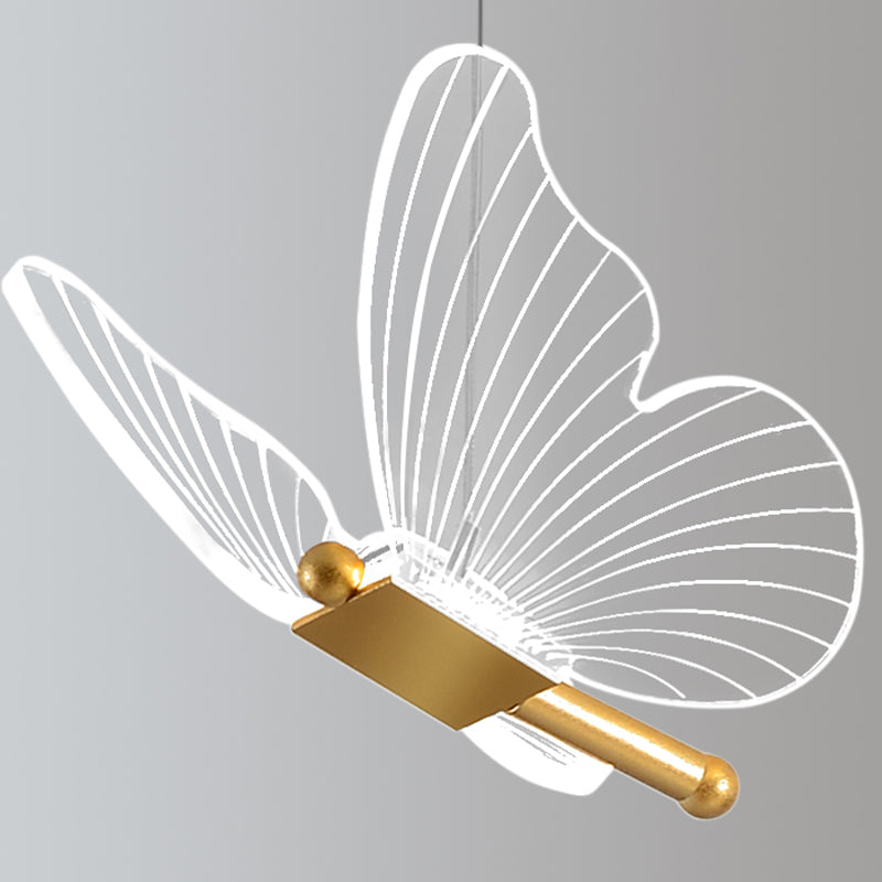 Butterfly Shape Metal Hanging Light Modern Style Multi Lights Cluster Pendant in Gold