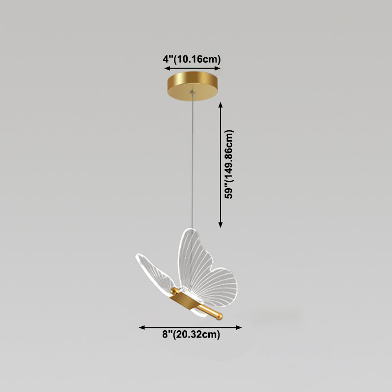 Butterfly Shape Metal Hanging Light Modern Style Multi Lights Cluster Pendant in Gold