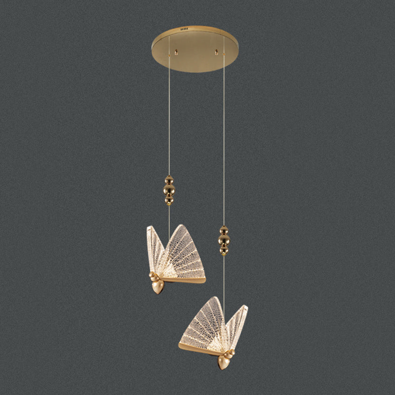 Butterfly Shape Metal Hanging Light Modern Style Multi Lights Cluster Pendant