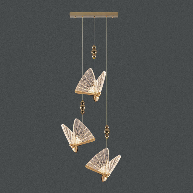 Butterfly Shape Metal Hanging Light Modern Style Multi Lights Cluster Pendant