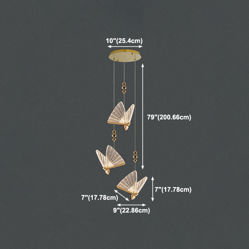 Butterfly Shape Metal Hanging Light Modern Style Multi Lights Cluster Pendant