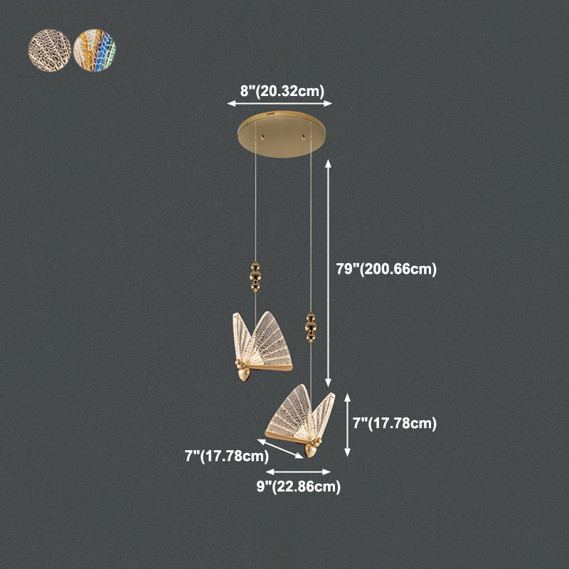 Butterfly Shape Metal Hanging Light Modern Style Multi Lights Cluster Pendant