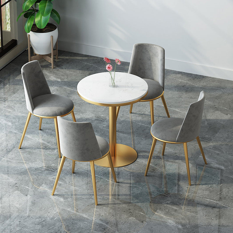 1/3/5 Pieces Dining Set Black-gold Base and White Top Table Glam Style Kitchen Set