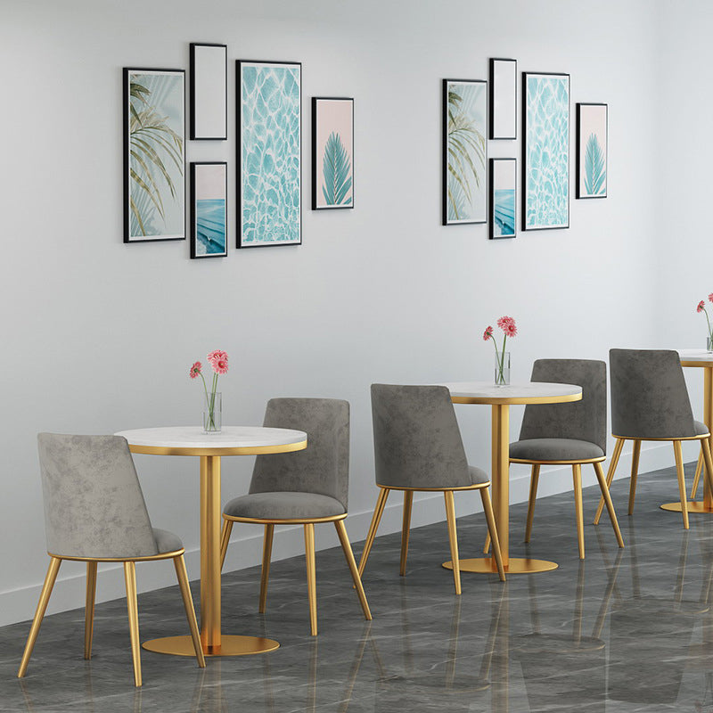 1/3/5 Pieces Dining Set Black-gold Base and White Top Table Glam Style Kitchen Set