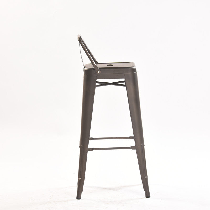 Industrial Style Metal Bar-stool Square Iron Seat Counter Stool for Kitchen Bar