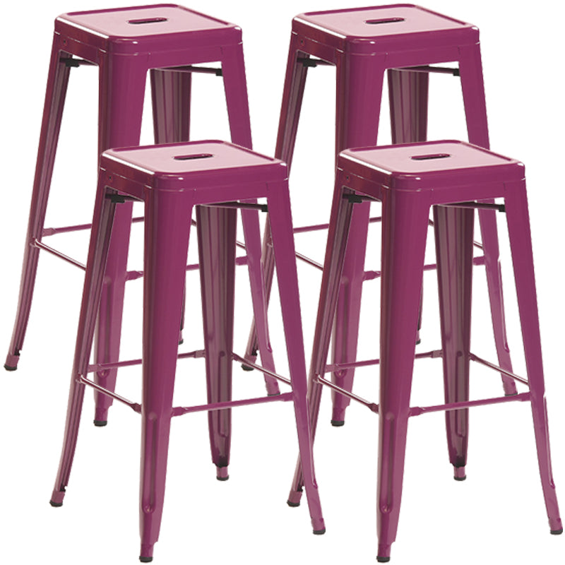 Industrial Style Metal Bar-stool Square Iron Seat Counter Stool for Kitchen Bar