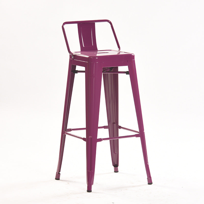 Industrial Style Metal Bar-stool Square Iron Seat Counter Stool for Kitchen Bar