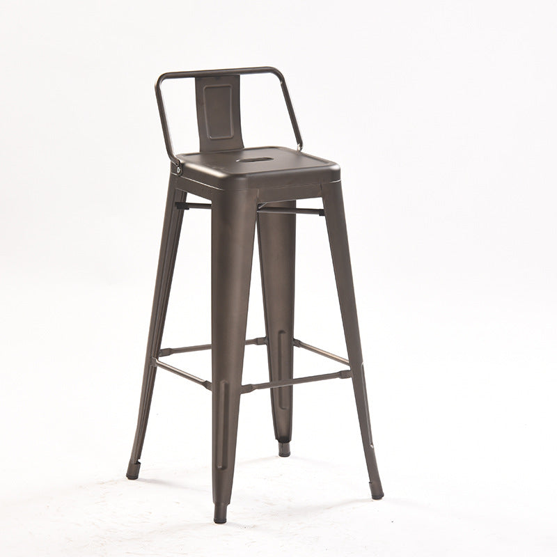 Industrial Style Metal Bar-stool Square Iron Seat Counter Stool for Kitchen Bar