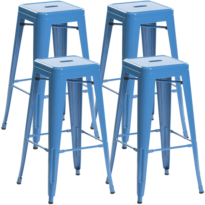 Industrial Style Metal Bar-stool Square Iron Seat Counter Stool for Kitchen Bar