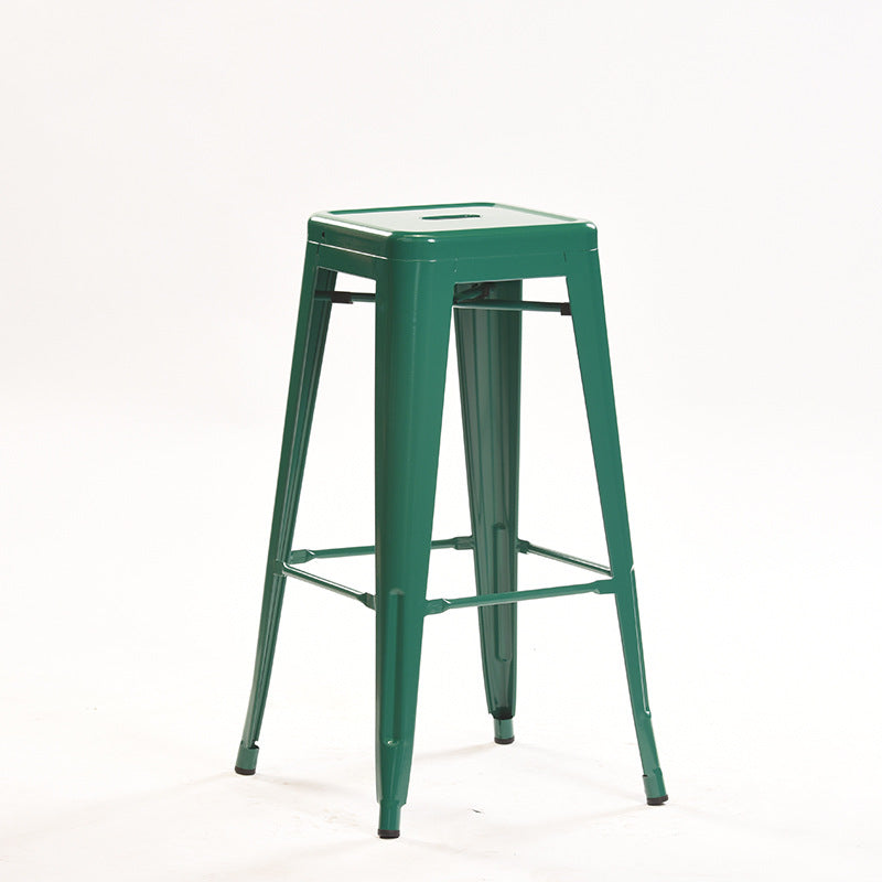 Industrial Style Metal Bar-stool Square Iron Seat Counter Stool for Kitchen Bar