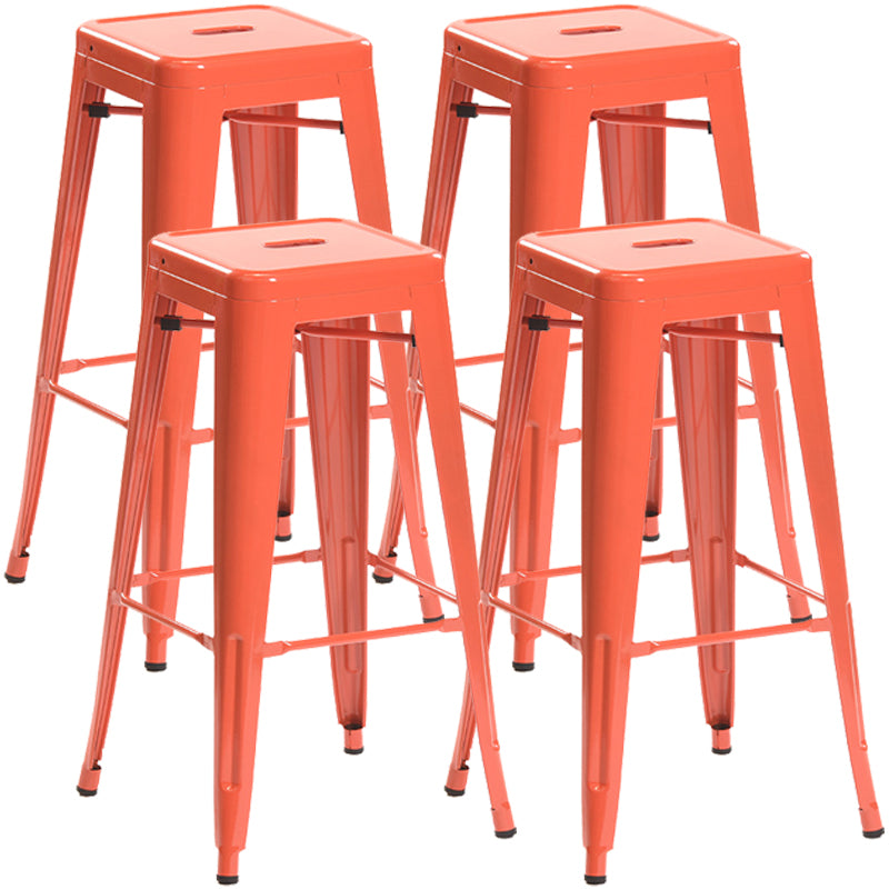 Industrial Style Metal Bar-stool Square Iron Seat Counter Stool for Kitchen Bar