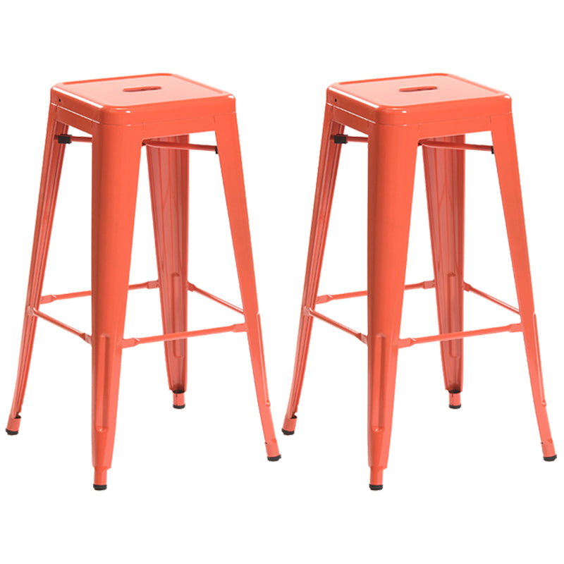 Industrial Style Metal Bar-stool Square Iron Seat Counter Stool for Kitchen Bar