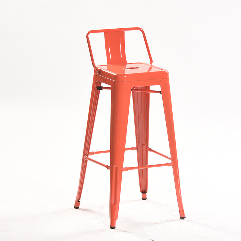 Industrial Style Metal Bar-stool Square Iron Seat Counter Stool for Kitchen Bar