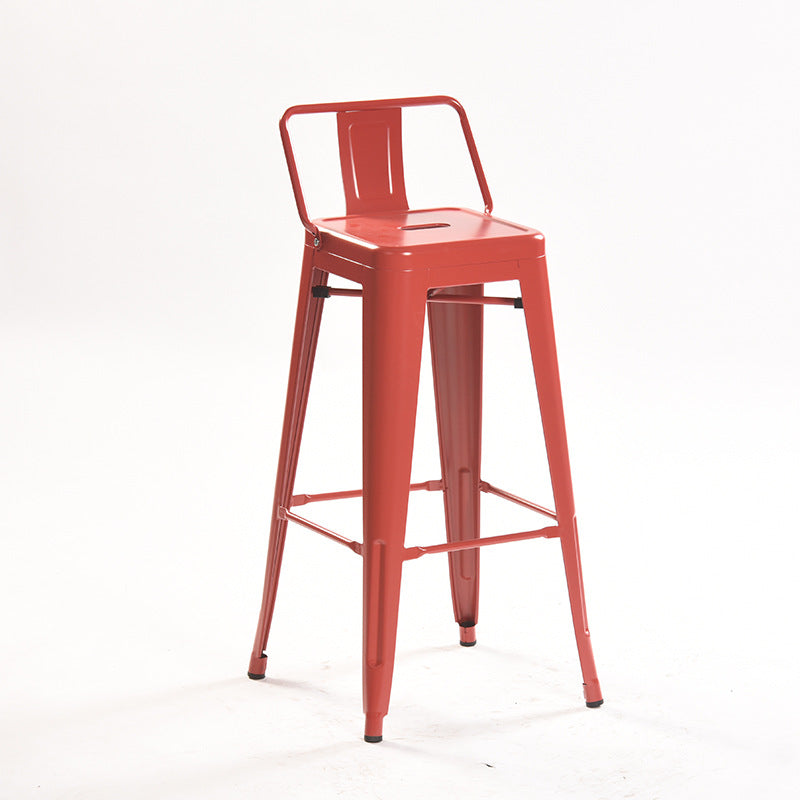 Industrial Style Metal Bar-stool Square Iron Seat Counter Stool for Kitchen Bar