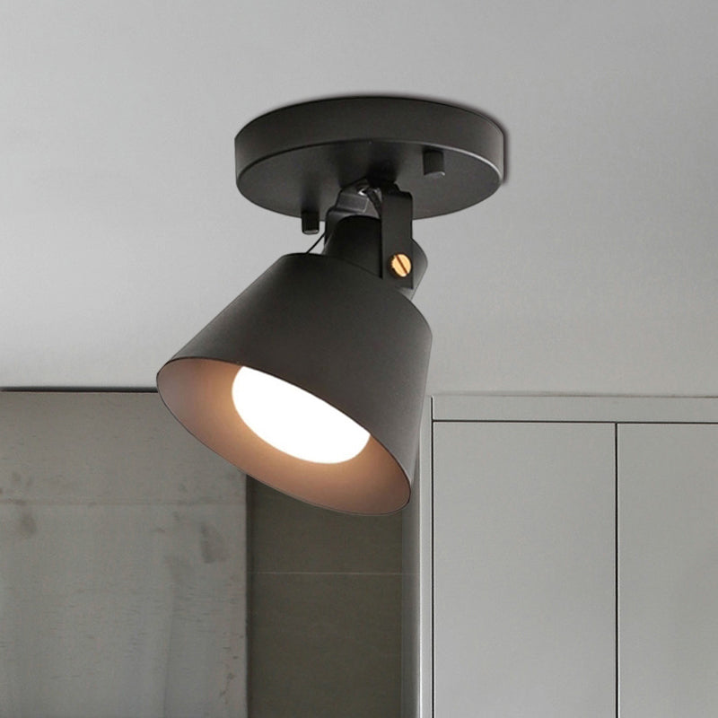 Lámpara de techo giratoria con pantalla cónica metálica elegante estilo Loft luz de techo semi empotrada de 1 cabezal negro/blanco