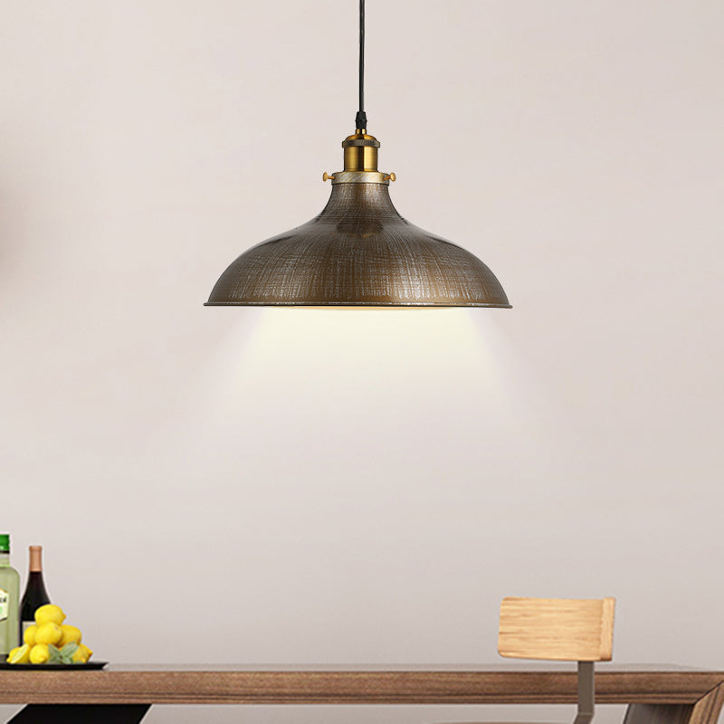 1 leichte Anhänger Deckenleichter Antiquitätenstil Schüssel Eisenhängerlampe mit verstellbarem Kabel in Messing/gealtert Silber