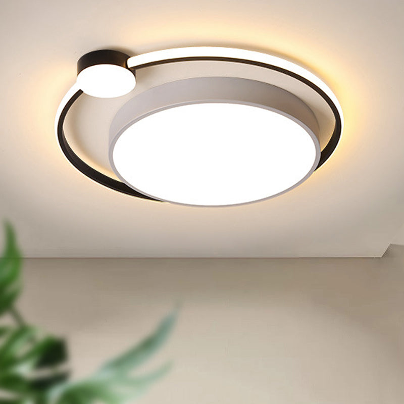 16"/19.5" Ring Flushmount Ceiling Fixture Modern Acrylic 1 Light Flushmount Lighting in White/White with Black