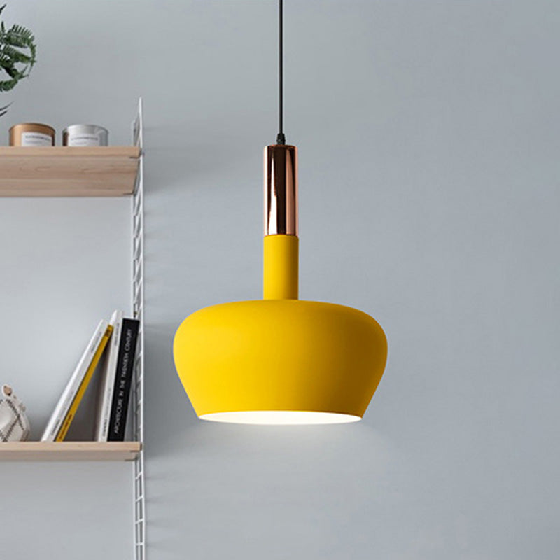 Wine Glass Metal Hanging Pendant Light Modernism 1 Light Blue/Pink/Yellow Suspension Pendant