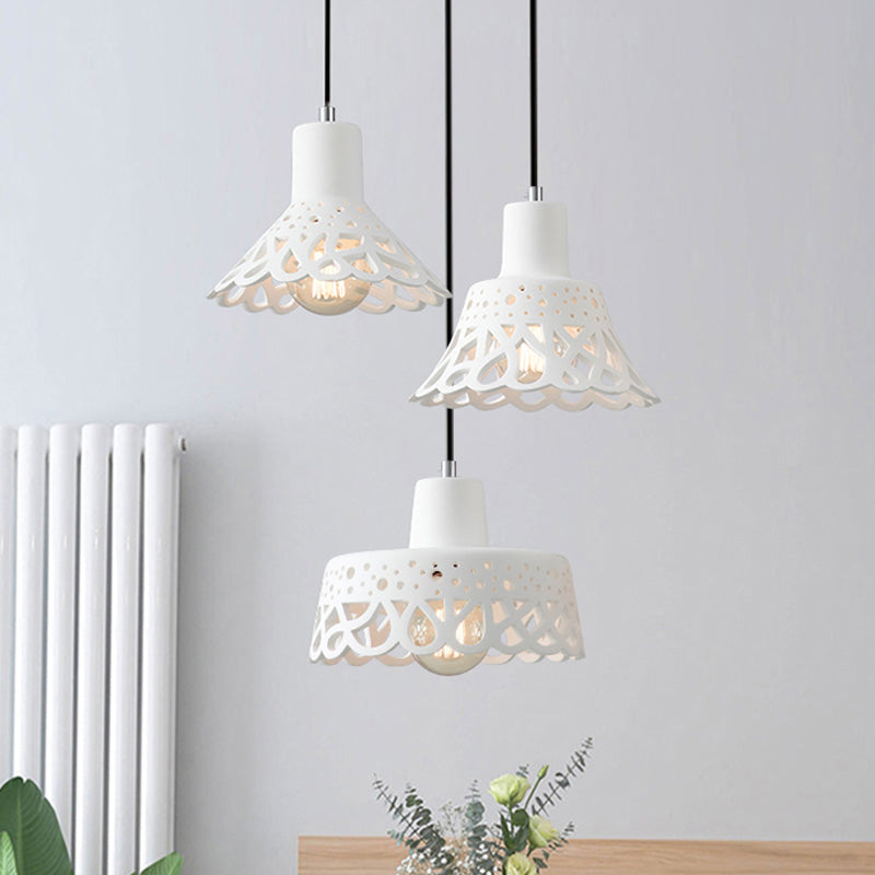 Iluminación colgante grabada en hormigón de estilo nórdico 1 luz colgante de gris claro/blanco/amarillo con tono geométrico/campana/acampanado
