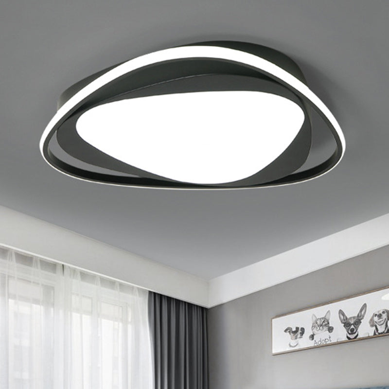 Black Triangle Flush Ceiling Light with Diffuser Minimalist Metal Integrated Led Flushmount Light in Third Gear