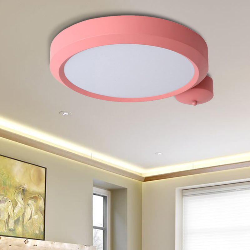 Blue / Red / Yellow Round Flushmount Lighting Metal Integrated Led Nordic Ceiling Flush Light in Second Gear, 20.5 "/25" W