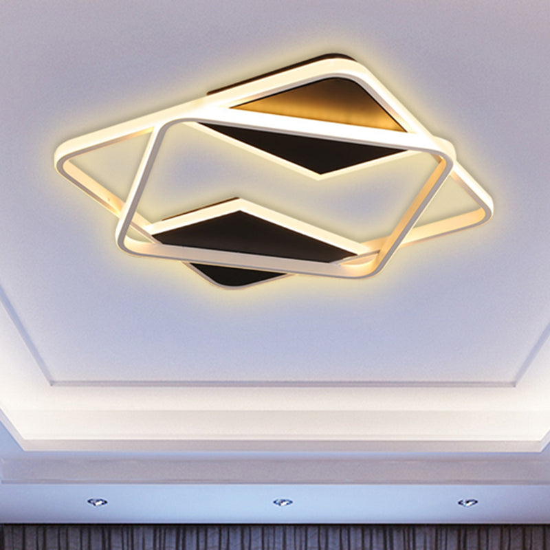 16 "/ 19.5" / 23.5 "/ 35.5" W Double plafonnier métal minimaliste LED noir et blanc chaud / blanc plafonnier