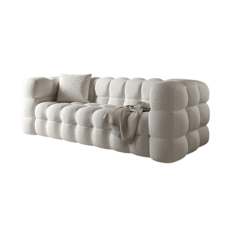 Bank met kussen terug met wol/imitatie lederen beige kussens