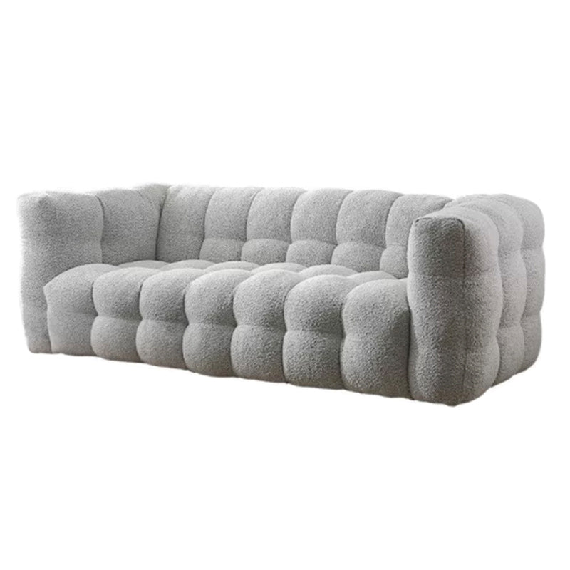 Bank met kussen terug met wol/imitatie lederen beige kussens