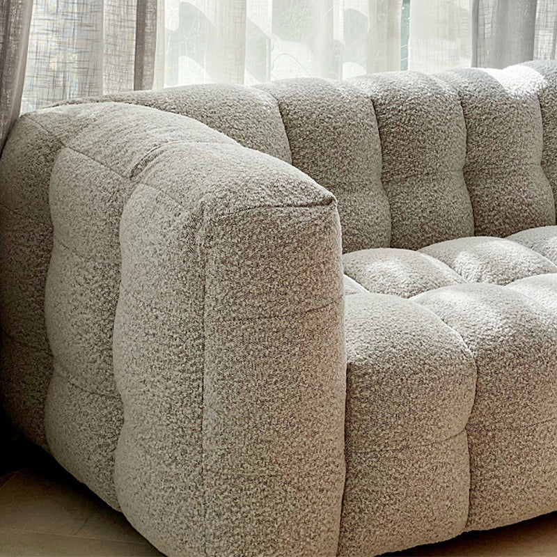 Bank met kussen terug met wol/imitatie lederen beige kussens